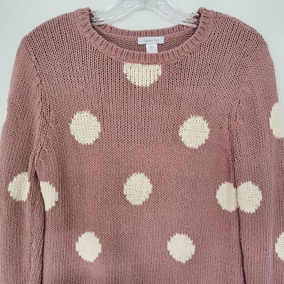 Garnet Hill Polka Dot Sweater Top Pink Size Small - Picture 3 of 11